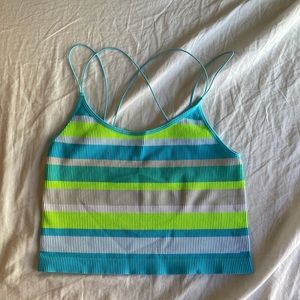 striped thin strap tank top